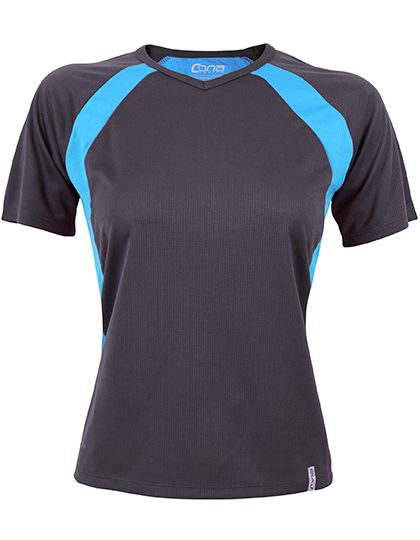 Ladies´ Pace Tech Tee – CONA SPORTS in Anthracite/Azure Blue
