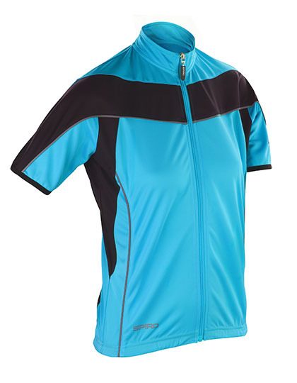 Women´s Bikewear Full Zip Performance Top – Spiro in Aqua/Black