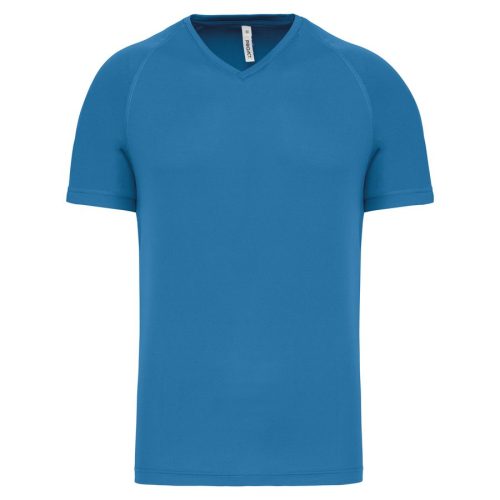 Herren Kurzarm-Sportshirt mit V-Ausschnitt PA476 – Proact in Aqua Blue