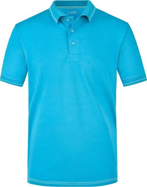 Herren Jersey Stretch Polo JN 569 – Daiber in Aqua/White