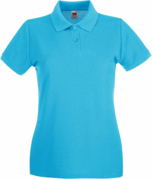 Damen Piqué Polo Lady-Fit Premium Polo – Fruit of the Loom in Azure Blue