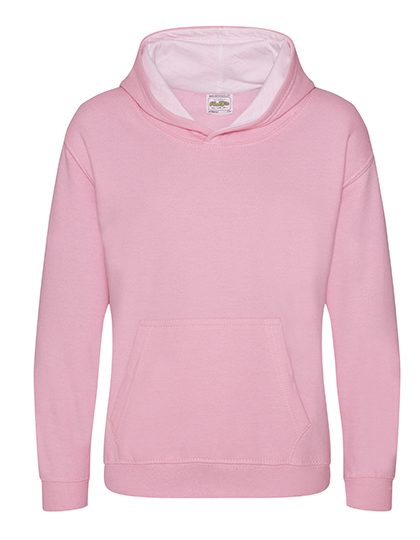 Kids´ Varsity Hoodie – Just Hoods in Baby Pink/Arctic White