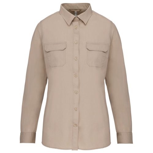 Langarm-Safarihemd für Damen K591 – Kariban in Beige