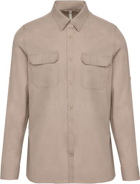 Men's Long-Sleeved Safari Shirt – Kariban in Beige