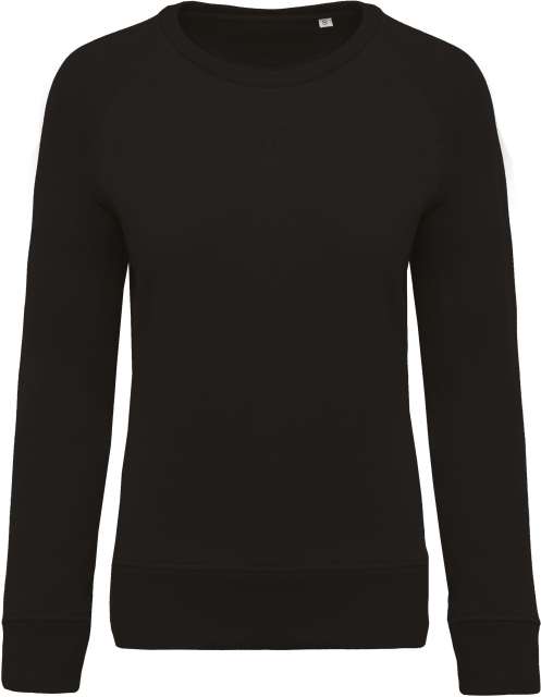 Ladies’ Organic Cotton Crew Neck Raglan Sleeve Sweatshirt – Kariban in Black