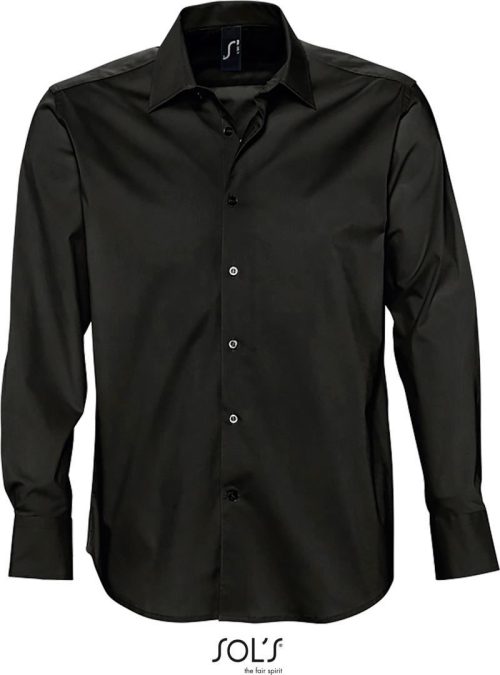 Stretch Hemd langarm Brighton – SOL'S in Black