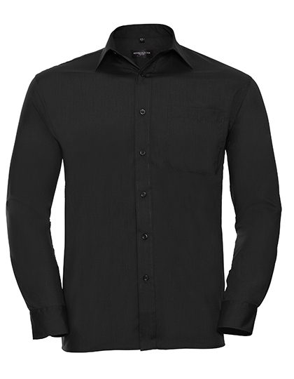 Men's Long Sleeve Classic Polycotton Poplin Shirt – Russell Athletic Collection in Black
