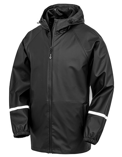 Prism PU Waterproof Jacket with Reflective Bands & Recycled Backing – Result Recycled in Black
