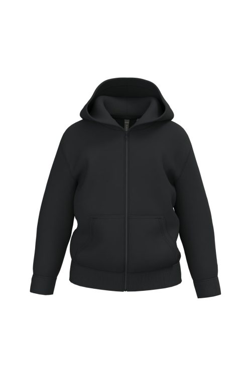 Recyceltes Kinder-Kapuzensweatshirt mit Reißverschluss K4045 – Kariban in Black