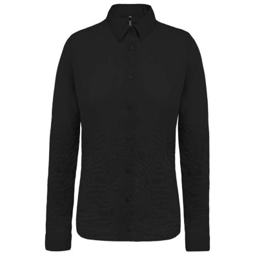 Ladies’ Long-Sleeved Cotton Poplin Shirt – Kariban in Black