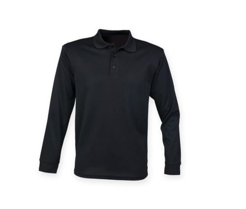 Unisex Coolplus® Long-Sleeved Polo Shirt H478 – Henbury in Black
