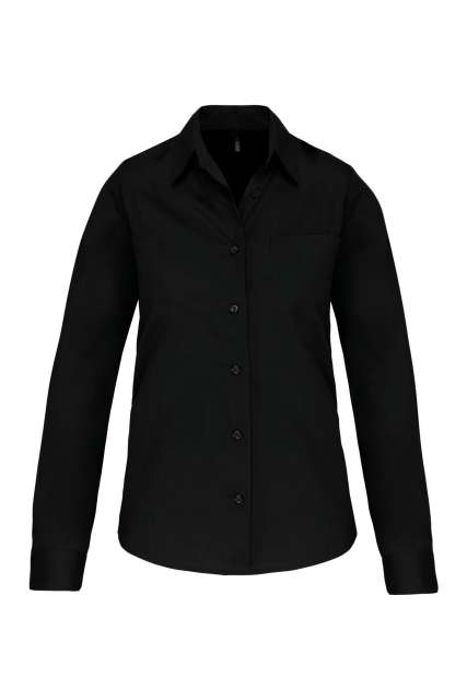 Ladies' Long-Sleeved Cotton Poplin Shirt – Kariban in Black