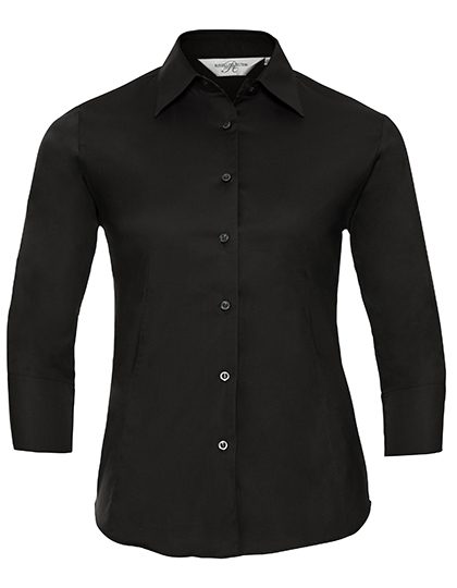 Ladies' Long Sleeve Classic Pure Cotton Poplin Shirt – Russell Athletic Collection in Black