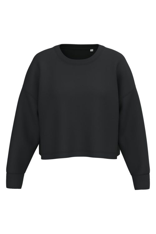 Damen Cropped-Sweatshirt mit Rundhalsausschnitt PA395 – Proact in Black