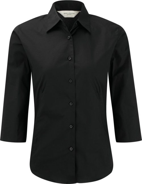 Ladies' 3/4 Sleeve Easy Care Fitted Shirt R-946F-0 – Russell in Black