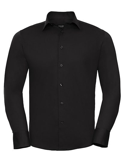 Men's Long Sleeve Fitted Stretch Shirt – Russell Athletic Collection in Black