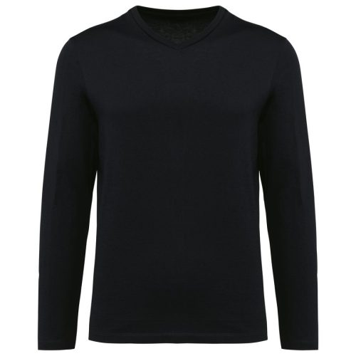 Supima® Herren-T-Shirt mit V-Ausschnitt und langen Ärmeln PK306 – Kariban Premium in Black