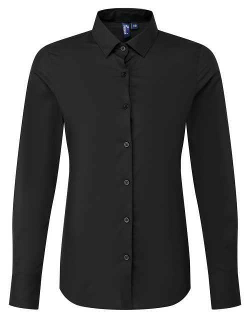 RECYCLIGHT Popeline-Hemd mit langen Ärmeln für Damen PR303 – Premier in Black