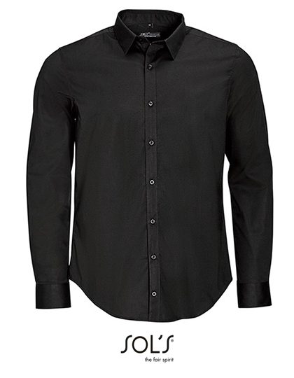 Men´s Long Sleeve Stretch Shirt Blake – SOL´S in Black