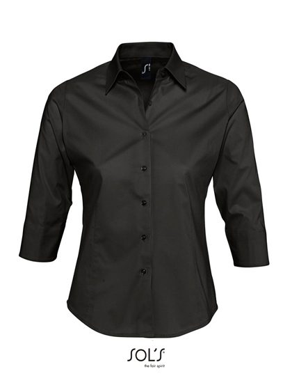 Women´s Stretch-3/4-Sleeve Blouse Effect – SOL´S in Black