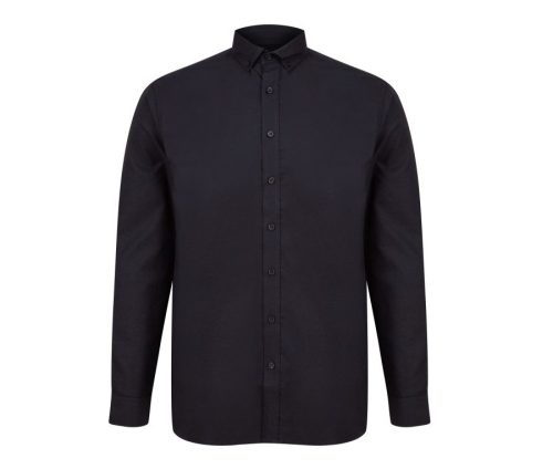 Modern Oxford Long Sleeved Shirt - Classic Fit H512C – Henbury in Black