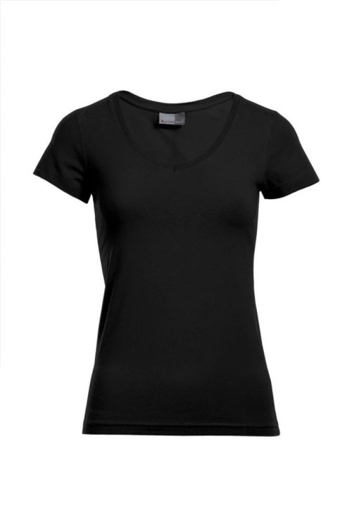 Damen Slim Fit V-Ausschnitt T-Shirt 3086 – Promodoro in Black