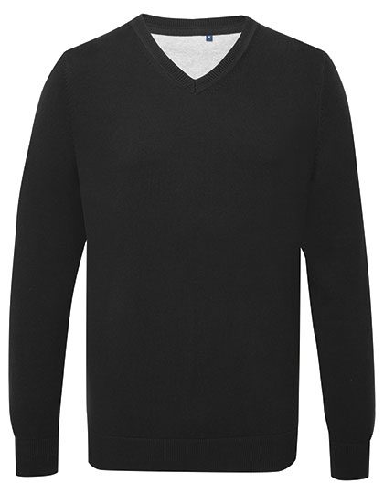 Men´s Cotton Blend V Neck Sweater – Asquith & Fox in Black