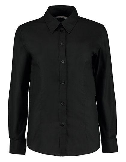 Women´s Tailored Fit Workwear Oxford Shirt Long Sleeve – Kustom Kit in Black