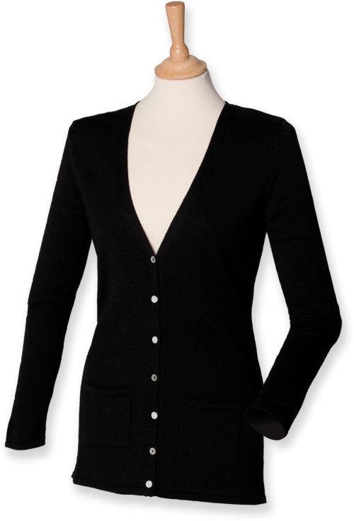 Ladies´ Lightweight V-Neck Cardigan – Henbury in Black