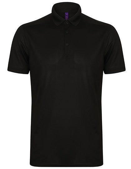 Men´s Slim Fit Stretch Polo Shirt + Wicking Finish – Henbury in Black