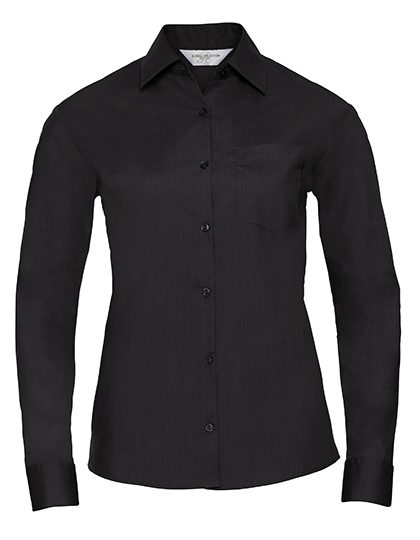Ladies' Long Sleeve Classic Polycotton Poplin Shirt – Russell Athletic Collection in Black