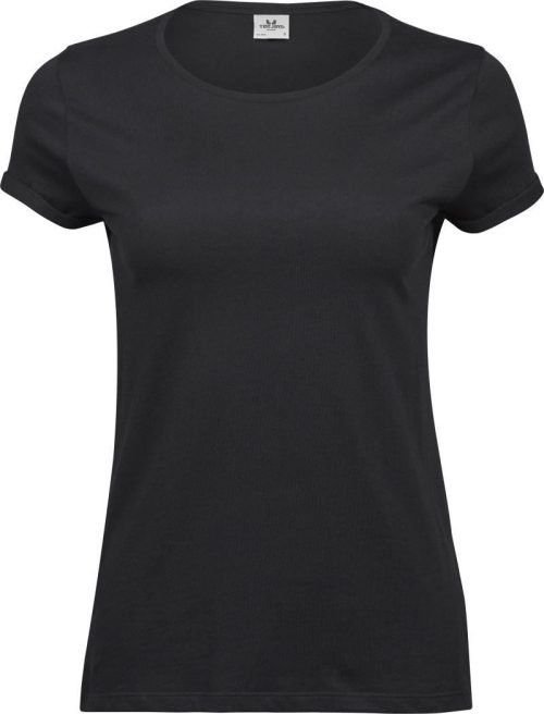 Damen T-Shirt mit Umschlag am Arm TJ 5063 – Tee Jays in Black