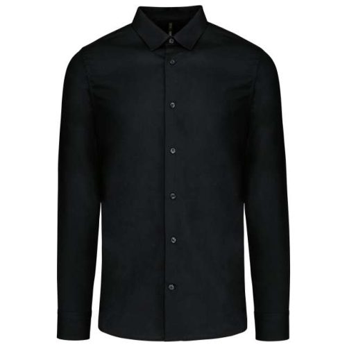 Men’s Long-Sleeved Cotton Poplin Shirt – Kariban in Black