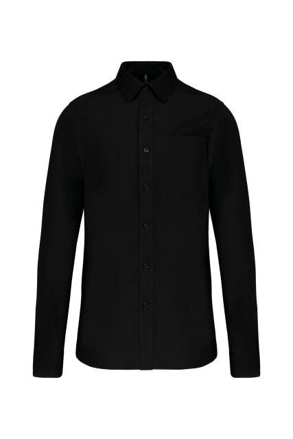 Men's Long-Sleeved Cotton Poplin Shirt – Kariban in Black
