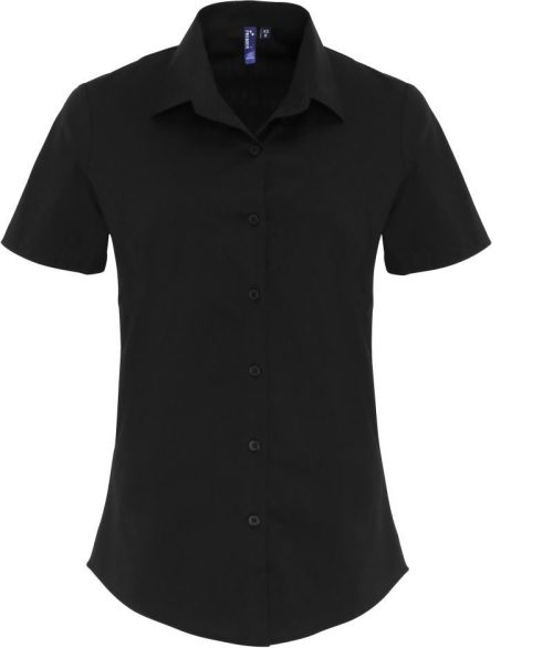 Popeline Stretch Bluse kurzarm PR 346 – Premier in Black