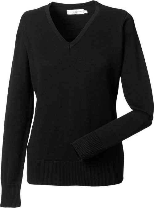 Damen V-Ausschnitt Strickpullover 710F – Russell Athletic in Black