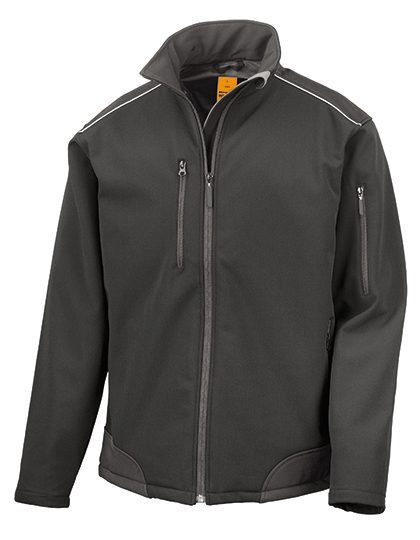 Ripstop Soft Shell Workwear Jacket With Cordura Panels – Result Workguard in Black