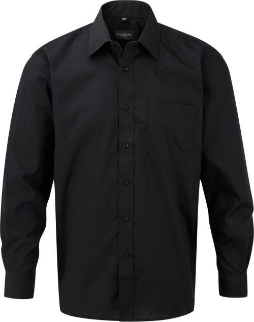 Men's Ls Polycotton Popelinehemd R-934M-0 – Russell in Black