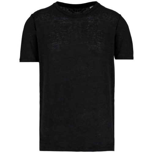 Herren-T-Shirt aus Leinen mit Rundhalsausschnitt NS320 – Spasso in Black