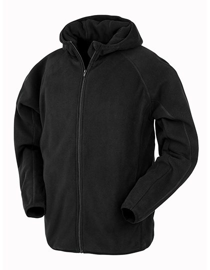 Recycled Hooded Microfleece Jacket – Result Recycled in Black