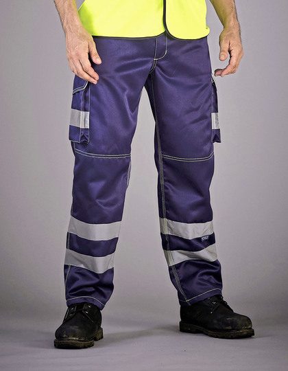 Hi-Vis Cargo Trousers With Knee Pad Pockets – YOKO in Black