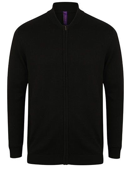 Unisex Zip Through Cardigan – Henbury in Black