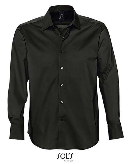 Men´s Stretch-Shirt Brighton Long Sleeve – SOL´S in Black