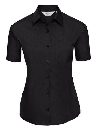 Ladies' Short Sleeve Classic Polycotton Poplin Shirt – Russell Athletic Collection in Black