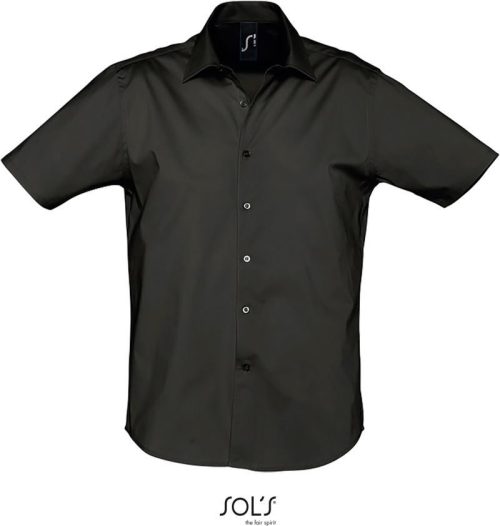 Stretch Hemd kurzarm Broadway – SOL'S in Black