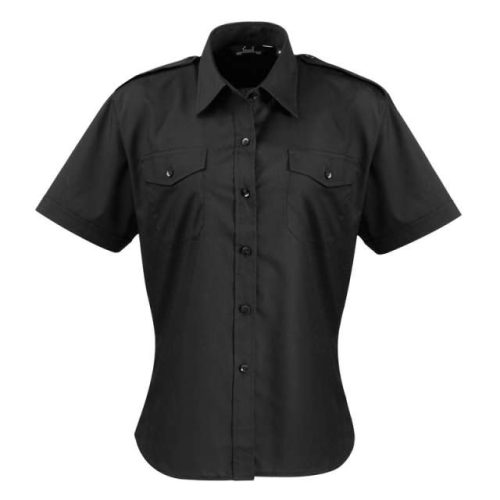 Women's Short Sleeve Pilot Shirt – Premier in Black