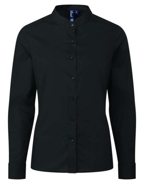 Women’s Banded Collar 'grandad' Shirt – Premier in Black