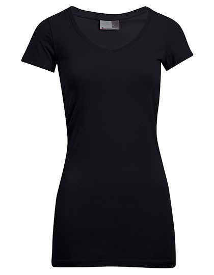 Women´s Slim Fit V-Neck-T Long – Promodoro in Black