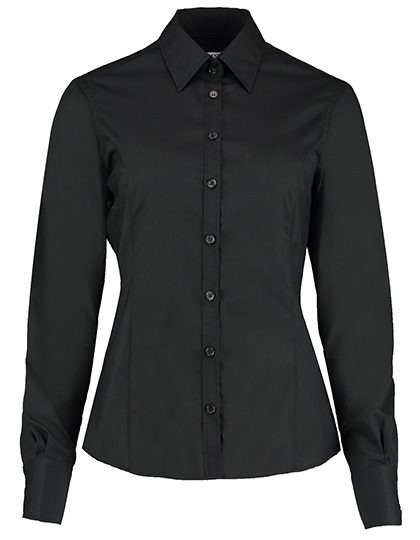 Women´s Tailored Fit Business Shirt Long Sleeve – Kustom Kit in Black