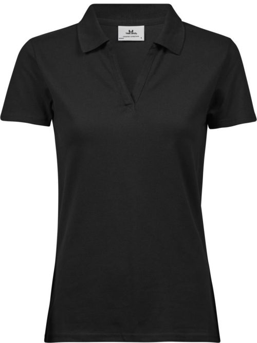 Damen V-Ausschnitt Luxury Stretch Piqué Polo TJ 1409 – Tee Jays in Black